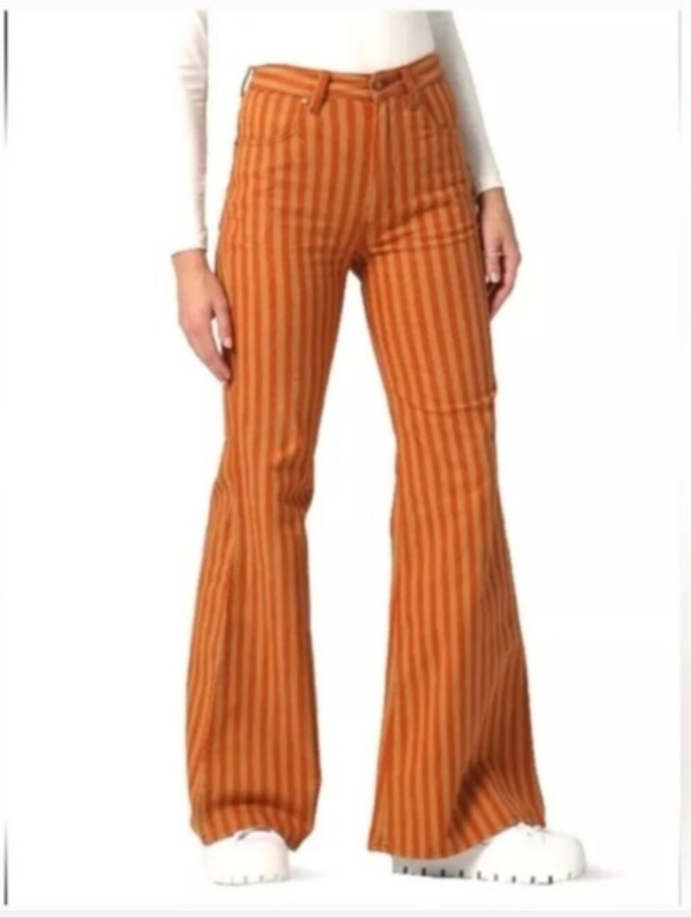 Wrangler Wanderer 622 High Rise Flare Orange Stripe Festival Jeans NWT - Picture 3 of 11